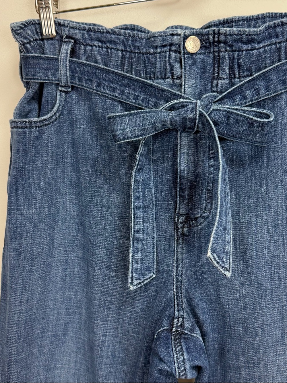 J Crew Jeans Womens 31 Blue Paper Bag Belt Tie Cropped Denim BX563 Cotton Blend - Picture 3 of 12